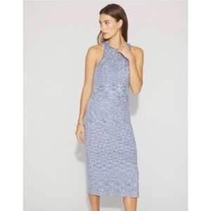 White House Black Market Spacedye Rib Midi Dress Women XXS Blue New With Tags